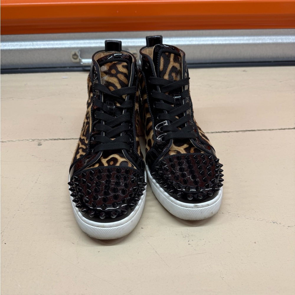 Christian Louboutin Black and Brown Leopard High-Tops - Picture 2 of 3